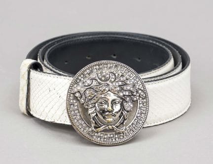 Versace, cintura, pelle di rettile (?) bianco crem