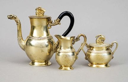 Servizio da caffè in tre pezzi, tedesco, inizio XX