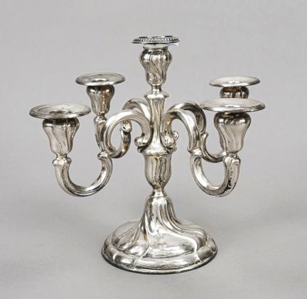 Candelabro a cinque bracci, tedesco, seconda metà 