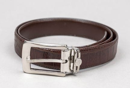 Versace, cintura reversibile, pelle color caffè, u