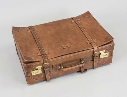 Aigner, maleta de viaje vintage, piel color carame