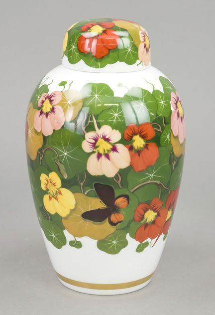 Jarrón con tapa, Nymphenburg, marca 1925-1975, dis