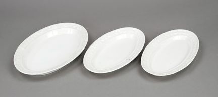 3 piatti ovali, KPM Berlino, marchi 1962-2000, 1ª 