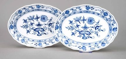 Due piatti da portata ovali, Meissen, marchio succ