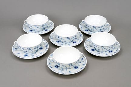 Lot de 6 tasses à soupe avec soucoupe, Bing &amp; 