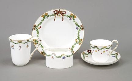 Set di 5 pezzi in porcellana natalizia, Royal Cope