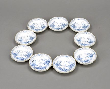9 coupelles à confiseries, Meissen, marque postéri