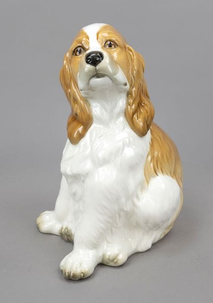 坐姿可卡犬，胡岑罗伊特（Hutschenreuther），塞尔布（Selb），1969年后，陶瓷，设