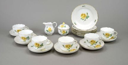 Six services à café avec lait et sucre, 20 pièces,