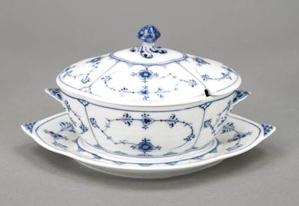 Saucière con coperchio su base solida, Royal Copen