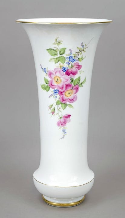 Jarrón grande en forma de trompeta, Meissen, marca