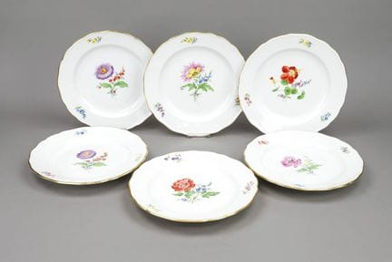 6 piatti piani, Meissen, prodotti dopo il 1950, 1°