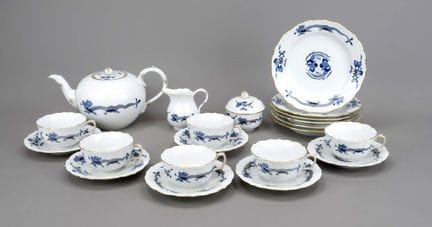 Servizio da tè per 6 persone, 21 pezzi, Meissen, f