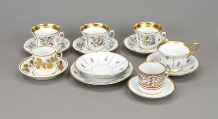 Sei tazze da caffè con 8 UT, Danimarca, Slesia e a