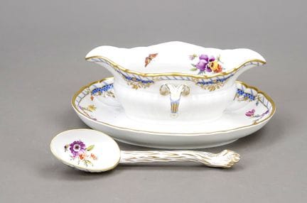 Saucière con cucchiaio, KPM Berlino, marchio 1962-