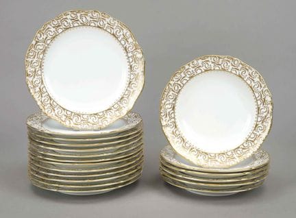 Set di 19 piatti, Limoges, Francia, XX secolo, pro