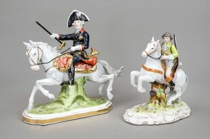2 figurines de cavaliers, Neundorf, XXIe siècle, l