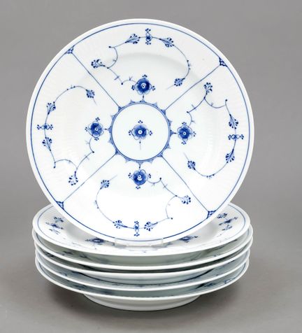 Sei piatti piani, Royal Copenhagen, XIX/XX secolo,