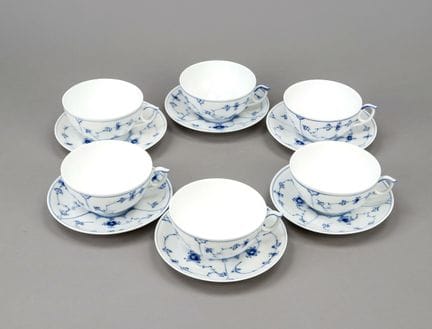 Sei tazze da tè con piattino, Royal Copenhagen, Da