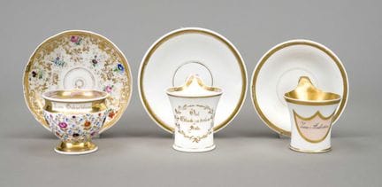 3 tasses de style Biedermeier, KPM Berlin, XIXe si