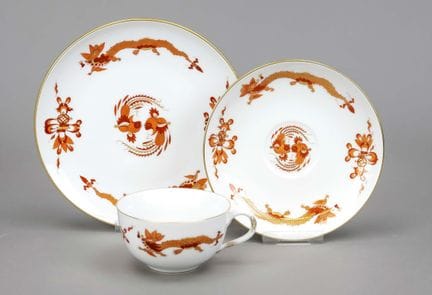 Servizio da tè, 3 pezzi, Meissen, fine XX secolo, 