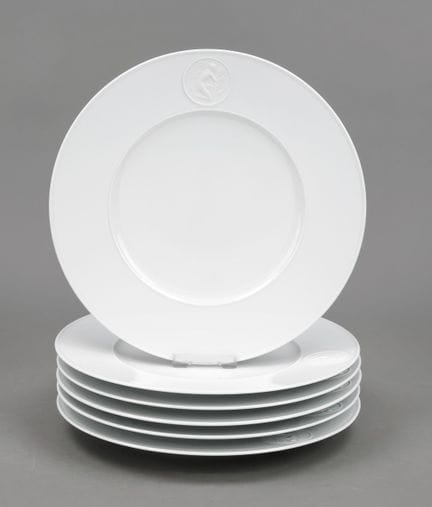 Six grandes assiettes plates, KPM Berlin, XXe sièc