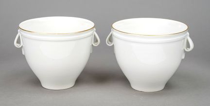 2个小型花盆套，KPM柏林，1945年前的标志，第一次世界大战时期，绿色帝国苹果标志，即所谓的“莫扎