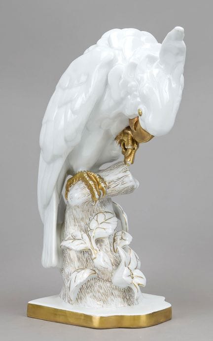 《栖于树枝上的鹦鹉》，洛伦茨·胡滕罗伊特，塞尔布，约1920年，设计印章“LYDIA FOUCAR”