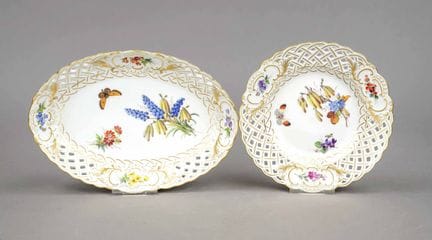Bol et assiette ovales, Meissen, marque postérieur