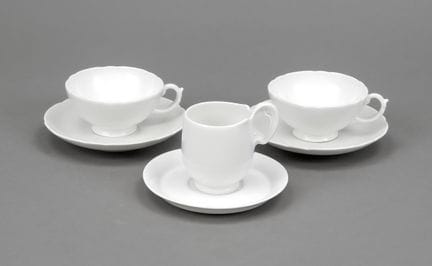 Trois tasses à moka avec marque « UT », KPM Berlin