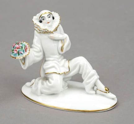 Pierrot arrodillado con un ramo de flores, Rosenth