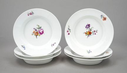 6 assiettes creuses, KPM Berlin, vers 1800, marque