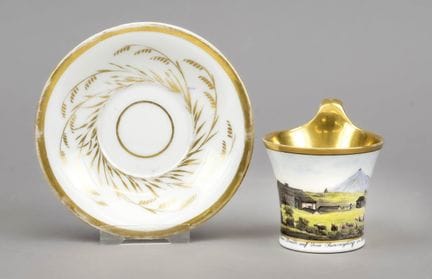 带UT标记的景观杯，柏林皇家瓷器厂（KPM），1830-40年款，第一批，卡拉托斯（Kalathos