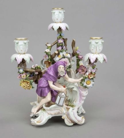 Lustre de table représentant Diogène, Meissen, mar