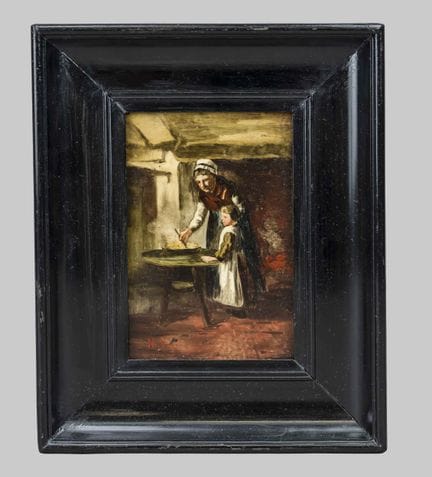 Tableau en porcelaine, fin du XIXe siècle, signé N
