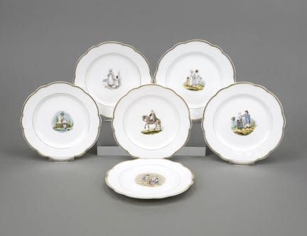 Six assiettes décoratives, Rörstrand, Suède, XXe s