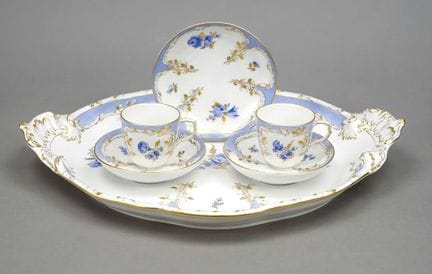 Ensemble « Bleu Mourant », 6 pièces, KPM Berlin, m