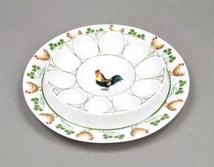 Assiette à œufs, Heinrich Baensch, Lettin, marque 
