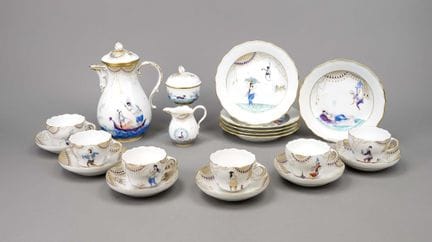 6人份咖啡套装，21件，迈森（Meissen），1934年后出品，Deputat系列，"Neuer 