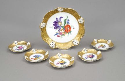6只碗，罗森塔尔（Rosenthal），20世纪，Molliere款式，Alt Brabant装饰，