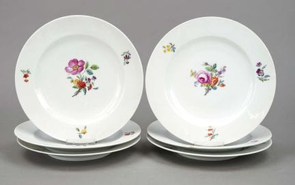 6 assiettes plates, KPM Berlin, XIXe siècle, 1re g