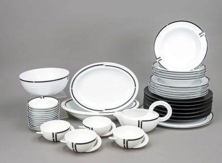 全套餐具，41件，罗森塔尔（Rosenthal）品牌，20世纪，Cupola Nera纹样，由马里奥