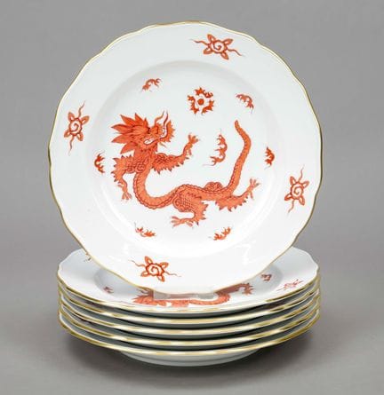 6只平底餐盘，迈森，1934年后生产的，Deputat系列，直径25厘米