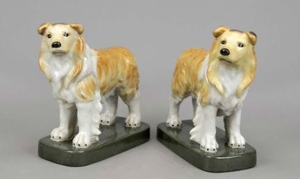 Paire de chiens, XXIe siècle, céramique, polychrom