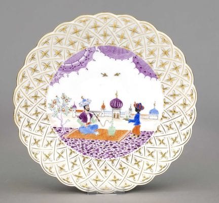 Assiette, Höchst, XXe siècle, peinture polychrome 