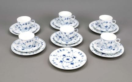6 services à café et 1 assiette, 19 pièces, Royal 