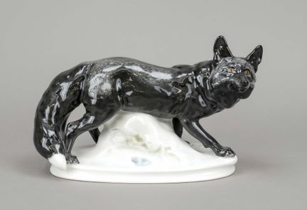银狐，迈森，1934年后印制的商标，第三版，埃里希·奥斯卡·霍塞尔设计 （1869年出生于安纳贝格—