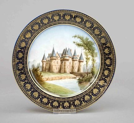 地形图盘，法国塞夫勒，路易·菲利普1846年印记，杜伊勒里宫（Chateau de Tuilleri
