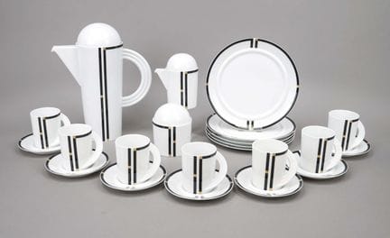 7人份咖啡套装，22件装，罗森塔尔（Rosenthal）品牌，Cupola Nera系列，由马里奥·