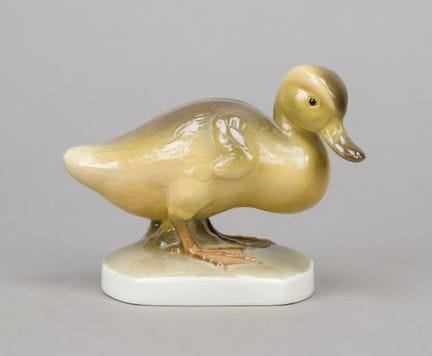 小鸭，宁芬堡，20世纪，第一次世界大战期间，约1950年，写实风格釉下彩绘，高10厘米，长12厘米